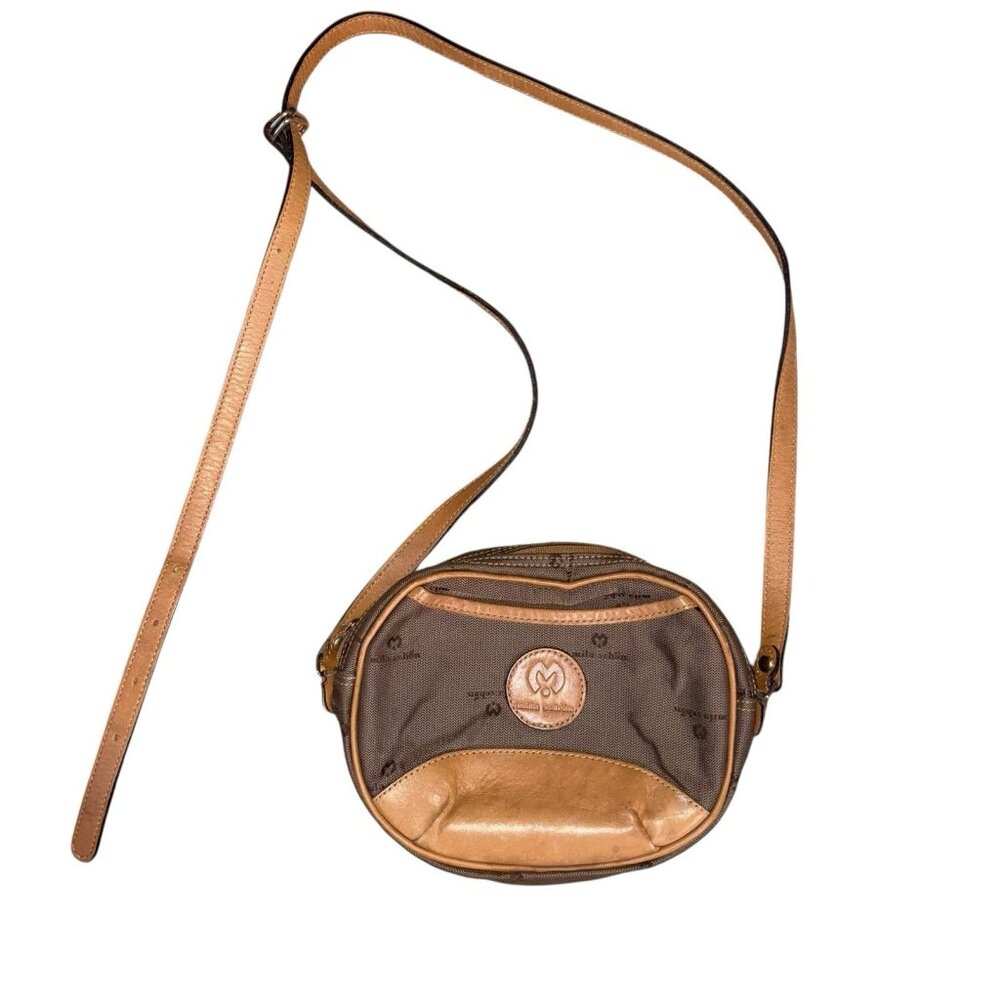 Mila Schon Shoulder Bag Crossbody Purse logo all pattern brown Vintage